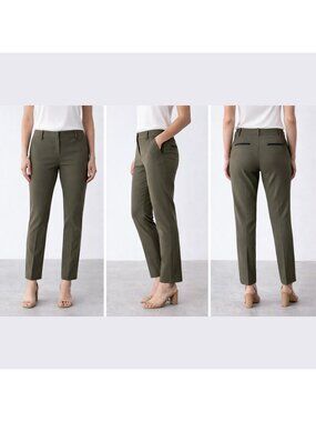 Massimo Slim Ankle Dress Pants Olive Green Stretch Work Pants Size 4 NWT